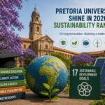 Pretoria university campus representing the 2026 sustainability rankings with eco-friendly education, renewable energy, and Sustainable Development Goals highlighting South Africa's global leadership in sustainable higher education.