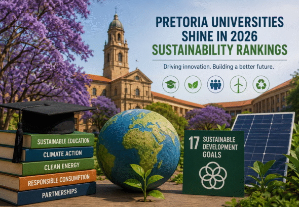 Pretoria university campus representing the 2026 sustainability rankings with eco-friendly education, renewable energy, and Sustainable Development Goals highlighting South Africa's global leadership in sustainable higher education.